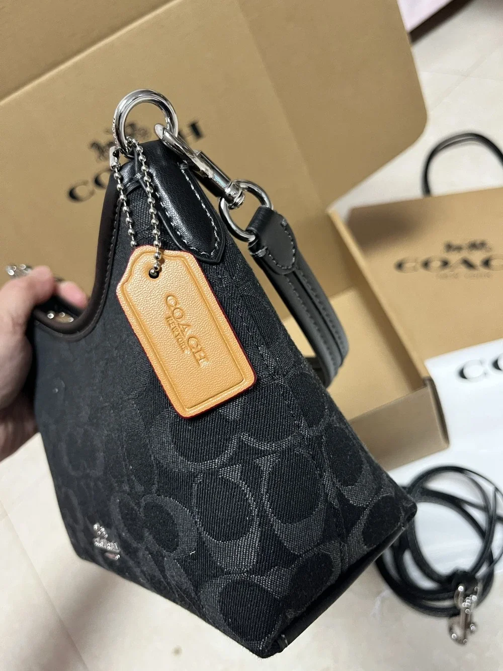 Coach black mini backpack
